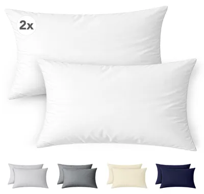 Produktbild von Ôhm Kissenbezug 40x70cm 2er Set aus 100% Baumwolle Jersey 150 g/m² in Weiß mit Reißverschluss – Weicher und Atmungsaktiver Kopfkissenbezug für Standardkopfkissen – Pflegeleicht –
