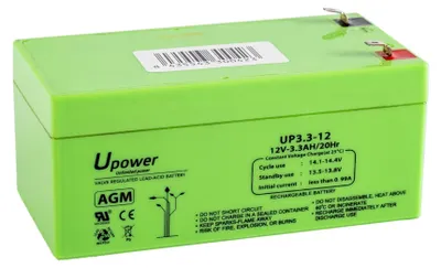 Obrázok produktu pre U-Power, olovnatá batéria AGM, 12V, 3,3Ah, technológia VRLA, bezúdržbová, nabíjateľná
