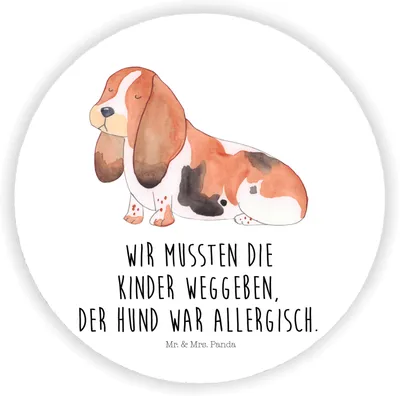 Produktbild von Mr. & Mrs. Panda magnet Hund Basset Hound - Weiß - Geschenk, für kühlschrank, Süß, magnettafel, Lustiger Spruch, Sprüche, Kühlschrankmagnet, büromagnete, Notizhalter