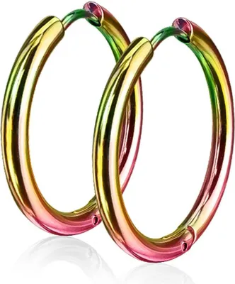 Produktbild von Damen Creolen Kreolen Ohrringe Ohrstecker Edelstahl Autiga® rainbow 14 mm
