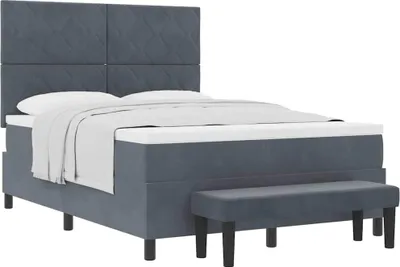 Produktbild von Boxspringbett mit Matratze Dunkelgrau 160 x 200 cm Samt