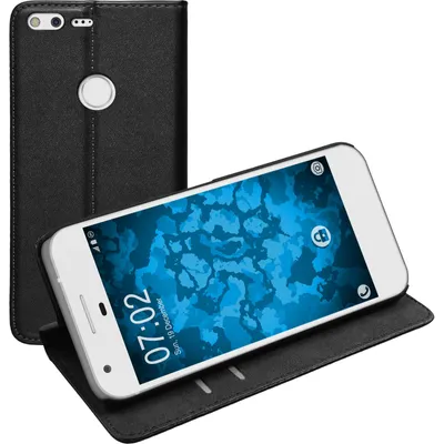 Produktbild von PhoneNatic Kunst-Lederhülle kompatibel mit Google Pixel - Book-Case schwarz + 2 Schutzfolien