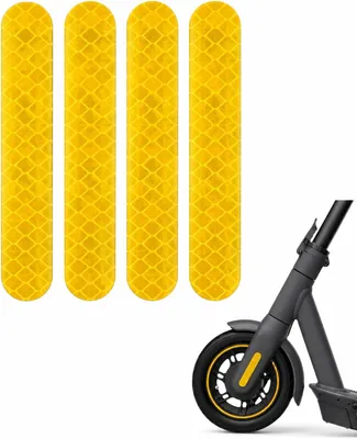 Obrázek produktu pro 4 kusy reflexních samolepek pro G30Max, žluté reflexní samolepky pro skútr, kolo a helmu, vodotěsné reflexní prvky pro noční viditelnost