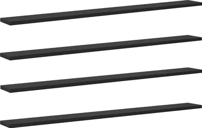 Obrázok produktu pre vidaXL Policová doska 4 ks čierna 100 x 10 x 1,5 cm Materiál na báze dreva
