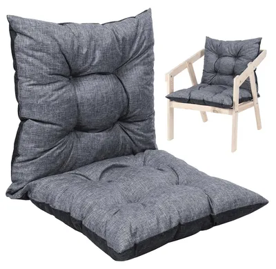 Produktbild von PATKAR Dickes Sitzkissen Outdoor - Stuhlkissen Wasserdicht & UV-beständig - Kissen für Gartenstuhl, Gartenmöbel - Grau-Schwarz