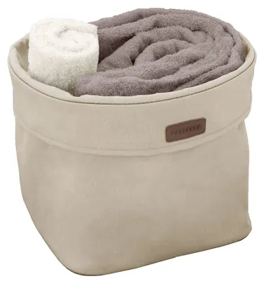 Aufbewahrungskorb aus Polyester, beige, rund, 28x28x23 cm