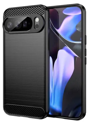 Immagine prodotto di Per Google Pixel 10 Pro XL Fibra di carbonio Design spazzolato Texture TPU Case Nero