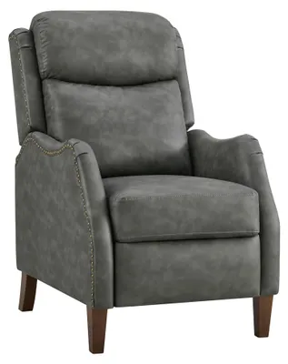 Produktbild von CHITA Manueller Relaxsessel, Kunstleder, Push-Back-Recliner, 3-Positionen-Liegeverstellung, Massivholz-Beine, mit Nagelkopf-Verzierung