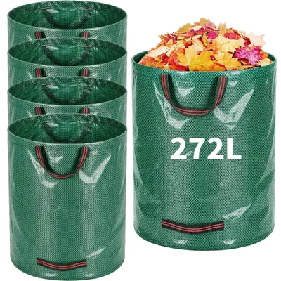 Produktbild von MIAJARD 5 Stück Gartenabfallsack mit 4 Griffen Gartensack Rasensack 272 Liter Gartenarbeit Säcke Faltbar Laubsack für Gartenabfälle