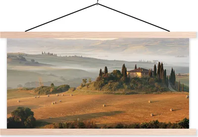 Produktbild von MuchoWow® Textilposter Toskana - Landschaft - Italien 120x60 cm mit holzfarbenen Rahmen - Klemmleiste