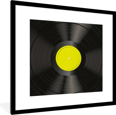 Produktbild von MuchoWow® Gerahmtes Poster Gelb - LPs - Schallplatten - Retro 40x40 cm - Poster mit Schwarzem Bilderrahmen Wandposter Rahmen Foto Bilder - Poster - Plakat im Rahmen