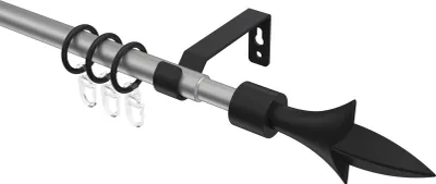 Produktbild von Interdeco Gardinenstange ausziehbar / Teleskop-Vorhangstange Silbergrau / Schwarz, Typ Hera Lily (Lilie), 16/13 mm Ø 1-läufig, 70-120 cm ausziehbar