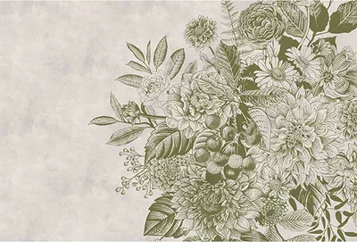 Produktbild von Tadessi Fototapete | Blumen | 4.00 m x 2.70 m | Grün | Weiß | Wandbild | Digitaldruck