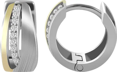 Produktbild von 925/- Echt Silber Klapp-Creolen "Haldis" mit Zirkoniabesatz