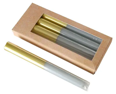 Produktbild von Bunte Kerzen mit goldener Verzierung, 4er-Set