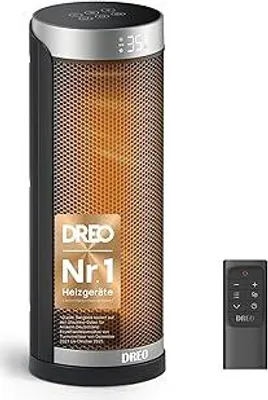 Produktbild von Dreo Heizlüfter Energiesparend, PTC Keramik Heizlüfte Leise, 70° Oszillierend Elektroheizung mit Fernbedienung, 12-Std-Timer, 3 Modi 3 Geschwindigkeiten, Überhitzungs-Kippschutz, Solaria Slim H3