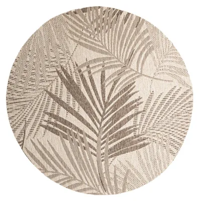 Image de Volero - Tapis d'extérieur rond - Tiga Palm Taupe - Ø 100cm