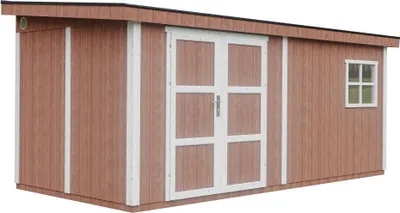 Obrázok produktu pre Záhradný domček prémiovej kvality 11,47 m² - V231x248x530 cm - S podlahou a bočnou stenou - Timbela M940-HARVEST HONEY