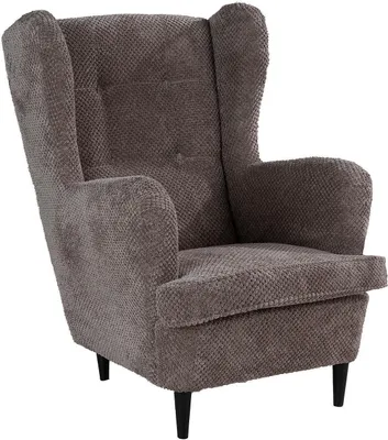 Produktbild von Ohrensessel - Taupe - Schwarz - Webstoff - Holzfüße
