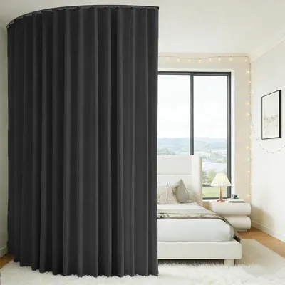 Raumteiler-Vorhang mit Plafondschiene 3 m, blickdicht, 220x270 cm, schwarz