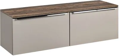 Produktbild von Waschtischunterschrank 160cm 2 Schubkästen PUEBLA-56-TAUPE in taupe mit Vintage Oak, B/H/T ca. 160,4/48,5/46 cm
