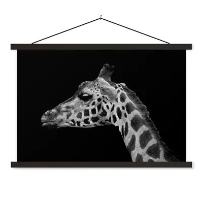 Produktbild von MuchoWow® Textilposter Tiere - Giraffe - Schwarz - Weiß 120x80 cm mit schwarzem Rahmen - Wanddeko