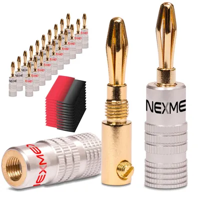 Produktbild von Bananenstecker mit Schrumpfschlauch vergoldet 22x Stecker NEXMEX Steckverbinder
