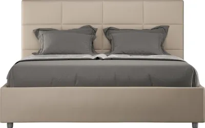 Produktbild von ITYHOME - Gepolstertes Bett mit Bettkasten 140x200 mit Kunstlederbezug Taubengrau Mika