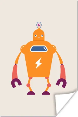 Produktbild von MuchoWow® Poster Roboter - Antenne - Orange - Blitzschlag - Junge - Kinder 80x120 cm - Papierdruck