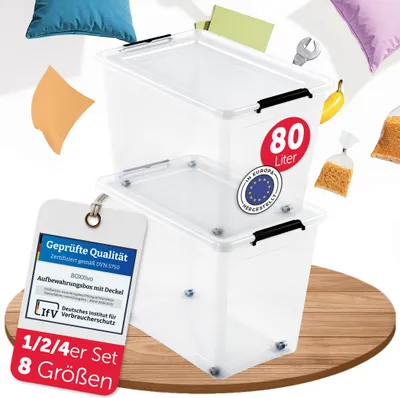 Produktbild von BOXXivo Aufbewahrungsbox 80L mit Deckel im 2er Set – BPA-freie Stapelbox, robuste & lebensmittelechte Box