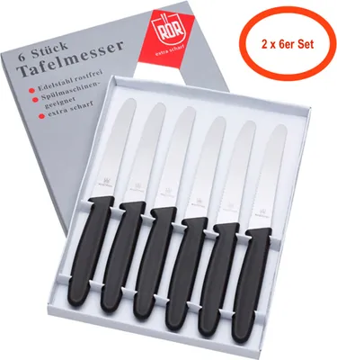 Produktbild von TOPANBIETER 999 Tafelmesser 12 Stück Wellenschliff Tischmesser Brotzeitmesser