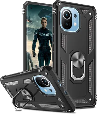 Immagine prodotto di Custodia per Xiaomi Mi 11, colore nero, con retro solido e anello