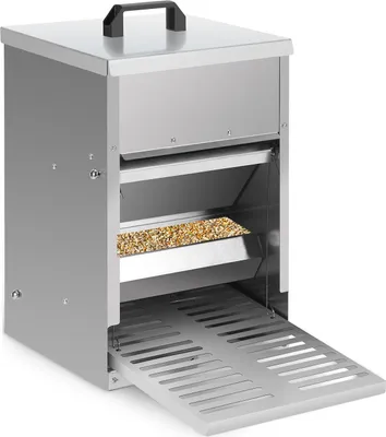 Produktbild von Clanmacy 2x Futterautomat Hühner mit Trittklappe – Automatischer Futterspender für Hühner, Gänse und Enten, 5KG Kapazität, wasserdicht und rattensicher
