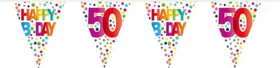 Produktbild von 50.Geburtstag bunte Punkte Wimpelkette 10m