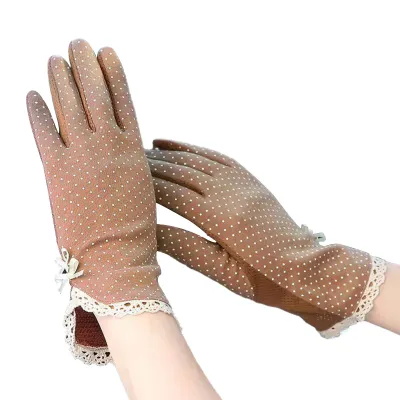 Produktbild von 1 Paar Sonnenschutzhandschuhe extra weich Design UV-Schutz Baumwolle Sommer Damen Touchscreen-Sonnenschutzhandschuhe für Damen-Kaffee