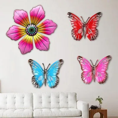 Immagine prodotto di Decorazioni in metallo per giardini e balconi - Rilievi con motivi floreali e farfalle