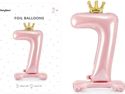 Zdjęcie produktu dla Stojšcy balon foliowy cyfra 7 84cm j.róż 76294