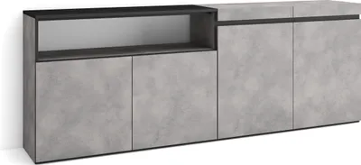 Immagine prodotto di COZY Credenza, Mobile, Cucina, 200x35x75cm, 4 Porte, grande stoccaggio, Cemento