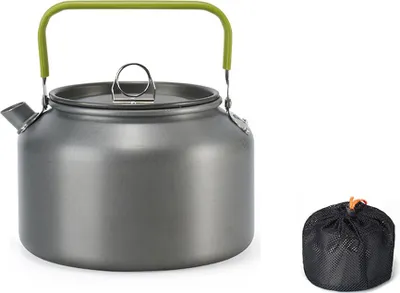 Produktbild von Leichter Wasserkocher aus Aluminiumlegierung für den Außenbereich, verbrühungssicherer Griff, Camping-Kaffeemaschine, tragbare Teekanne, Picknick-Teek