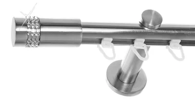 Produktbild von Innenlauf Gardinenstange Edelstahl Look 20mm Wandträger 1-läufig Kristall, Länge wählbar H30 E38
