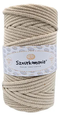 Zdjęcie produktu dla Pleciony sznurek bawełniany z rdzeniem 5mm 100m, przędza makrama, sznurek makrama, sznurek szydełkowy, sznurek makrama, przędza naturalna, sznurek 5mm