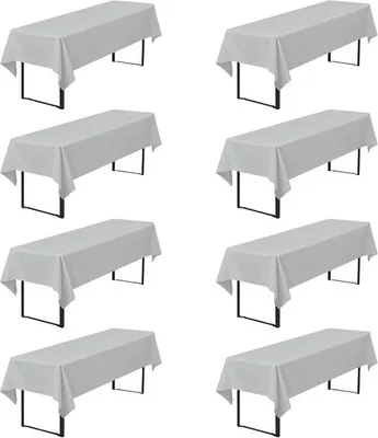 Productafbeelding van Pesonlook 8 stuks biertafelkleden 260 x 110 cm, lichtgrijs biertenthoes, ondoorzichtig polyester biertafelkleed