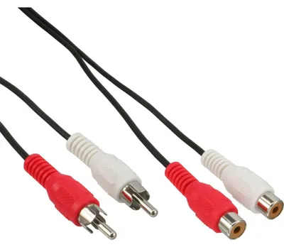 Produktbild von InLine Cinch Verlängerung, 2x Cinch, Stecker / Buchse, 5m, Stecker, 2 x RCA, Buchse, 5 m, Schwarz