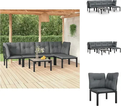 Produktbild von vidaXL 6-tlg. Garten-Lounge-Set Schwarz und Grau Poly Rattan - Gartenmöbel-Sets