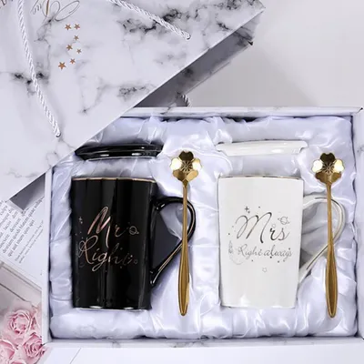 Image de Disoza Mr Mrs Tasses 2 pcs Mariage Valentin Cadeau mariés Tasses à café