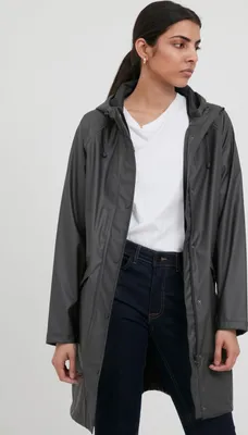 Produktbild von ICHI IHTAZI Damen Windbreaker Übergangsjacke Regenjacke Regenmantel mit Druckknöpfen Kapuze mit Kordelzug Eingrifftaschen Regular fit