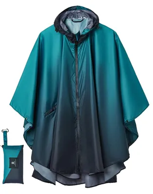 Image de Ponchos pour femmes - Imperméables avec capuche - Dégradé turquoise