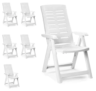 Produktbild von 6 Stück Kunststoff Gartenstuhl Klappstühle weiß5-Positionen