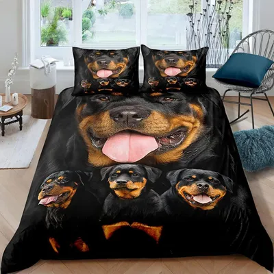 Productafbeelding van Beddengoedset Rottweiler, 200x200 cm, 3-delig, microvezel, met 2 kussenslopen van 80x80 cm