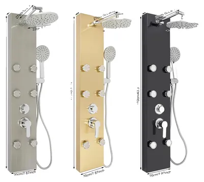 Produktbild von Duschset, Wandmontage, 6 Massagejets, Schwarz